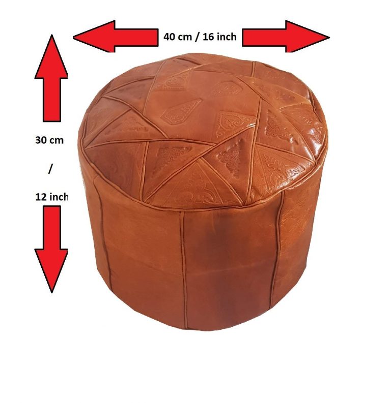 Cube Moroccan Leather Pouf, Brown - Image 5