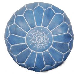 moroccan leather pouf blue
