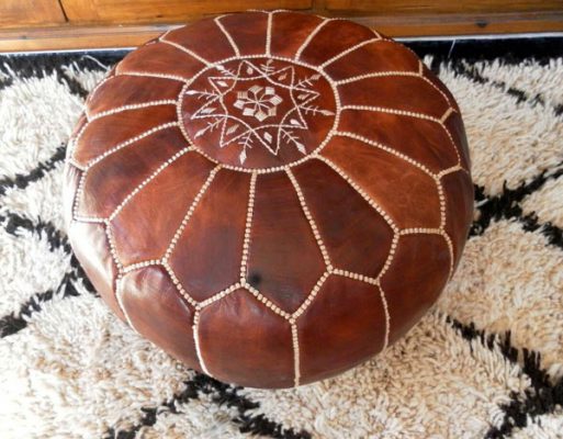 pouf leather brown