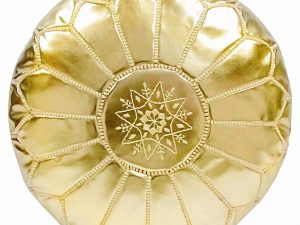 moroccan leather pouf yellow