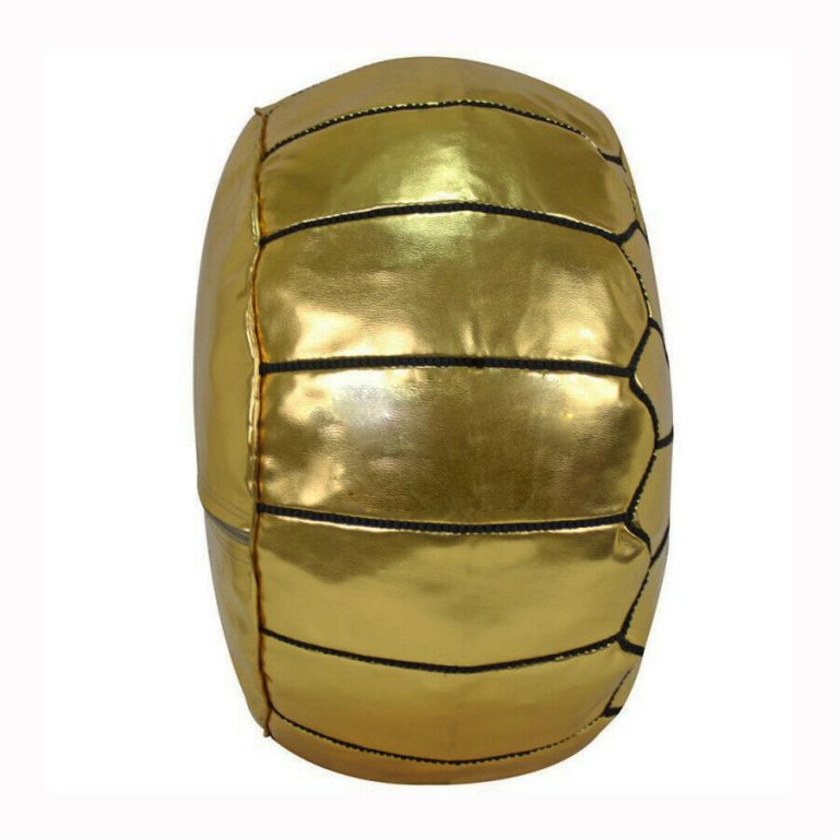 Moroccan Leather Pouf, Black Gold - Image 3