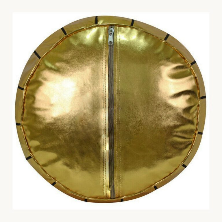 Moroccan Leather Pouf, Black Gold - Image 4