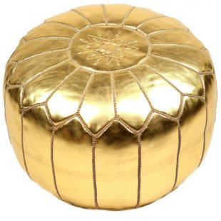 Leather gold pouf