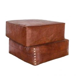 square leather pouf large