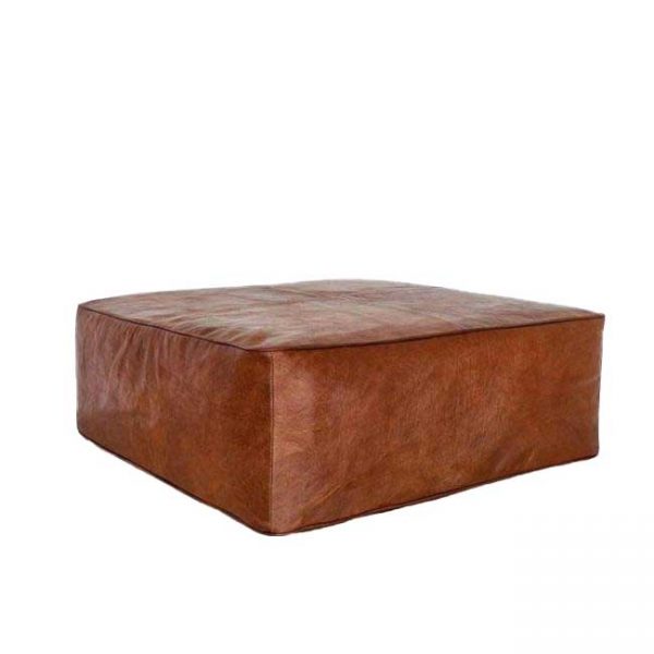 square leather pouf