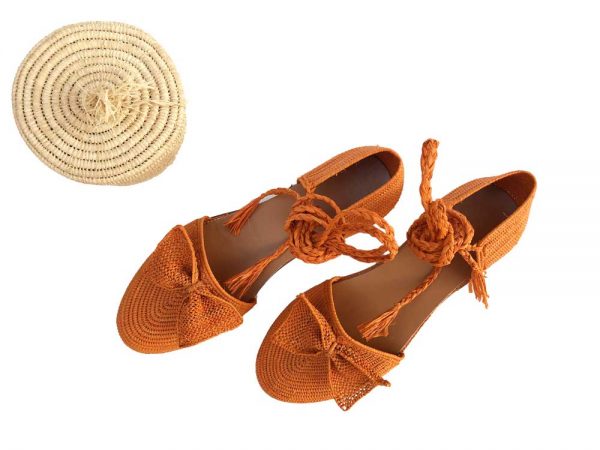 women flat raffia shoes