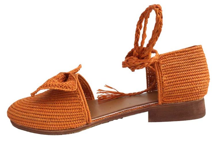 women flat raffia shoes