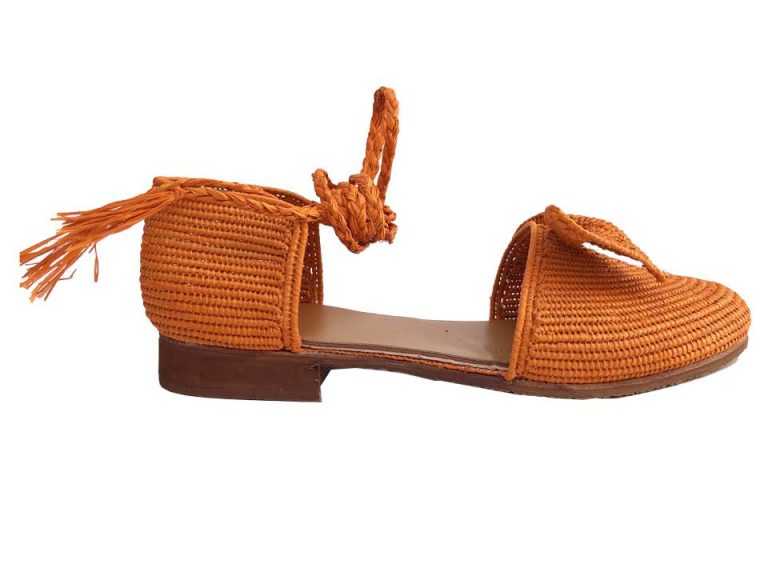 women flat raffia shoes
