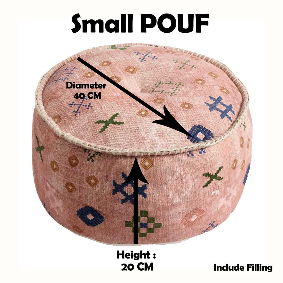 small pink roun pouf