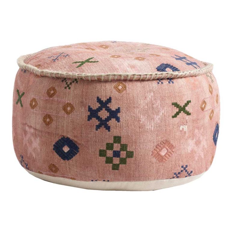 Round Pink Moroccan Pouf - Image 2