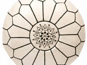 white leather pouf