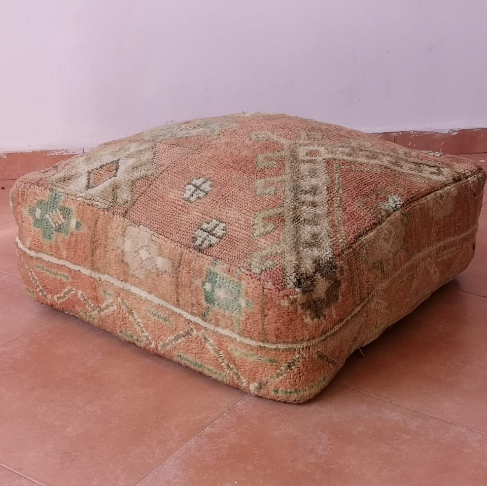 UNSTUFFED - Several models available Square Floor Pillow Moroccan Floor Cushion Handcrafted From Vintage Moroccan Rugs PS0101 24x24x10 Pouf 