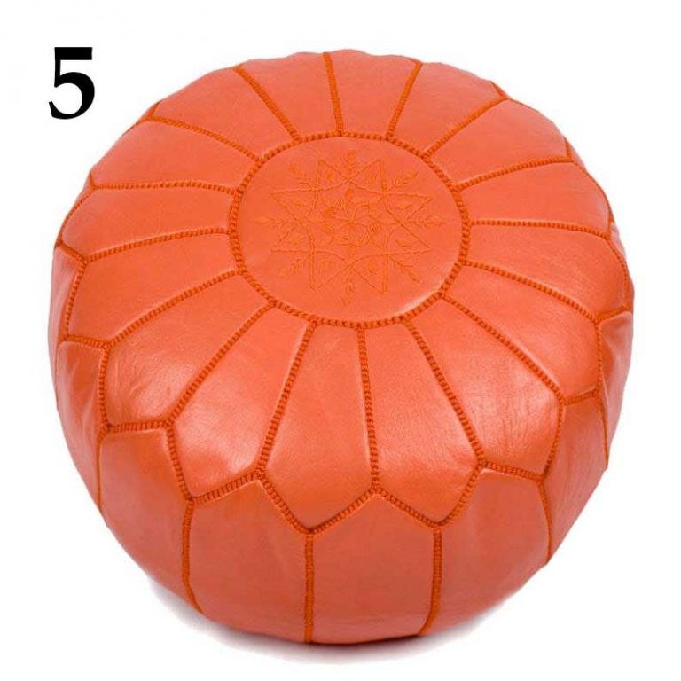 Moroccan Leather Pouf Ottomans - Image 6