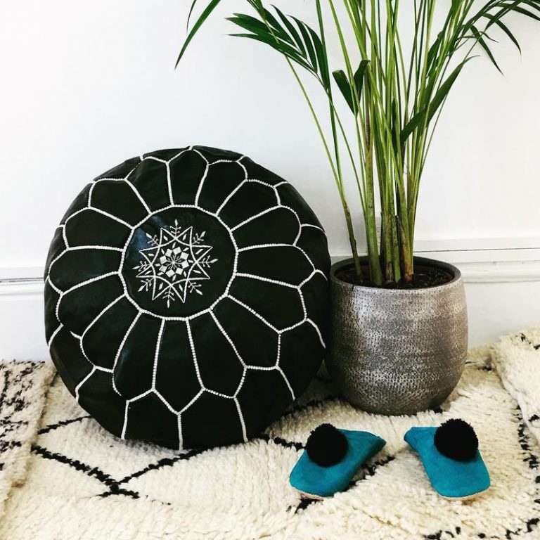Moroccan Leather Pouf Ottomans - Image 21
