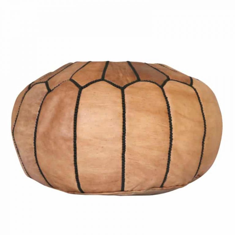 Moroccan Leather Pouf Ottomans - Image 19