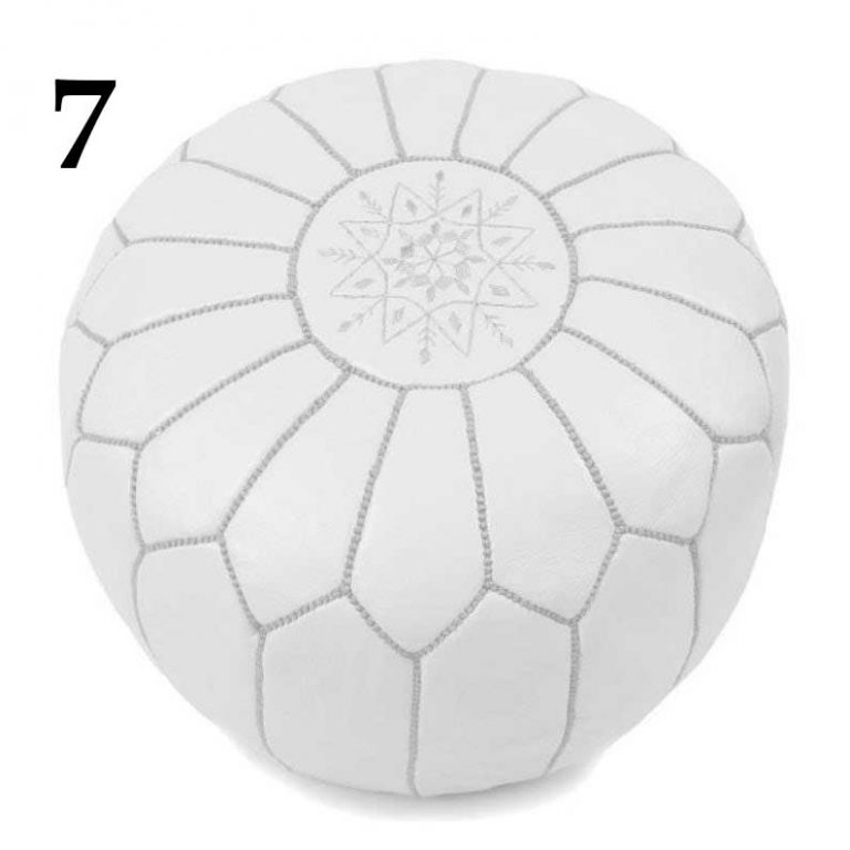 Moroccan Leather Pouf Ottomans - Image 8